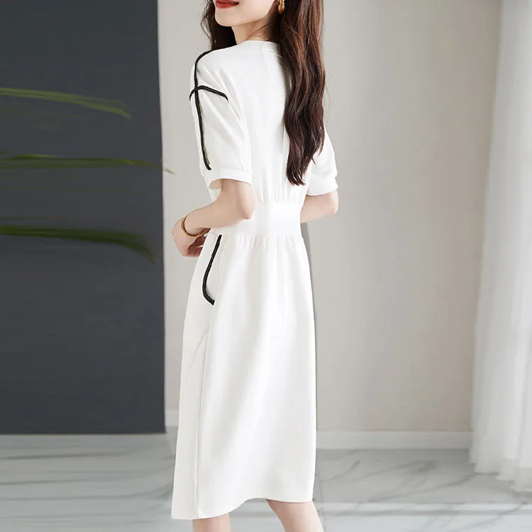 Mo Han Yi Mei Short Sleeved Dress Women's White-2