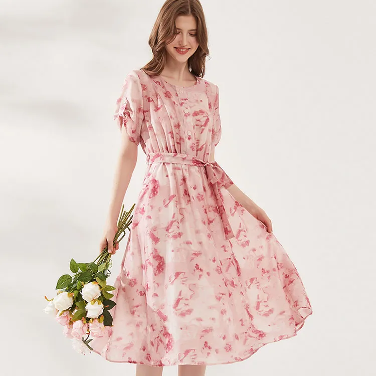 CHABER Short Sleeved Dresses Women's Pink-3