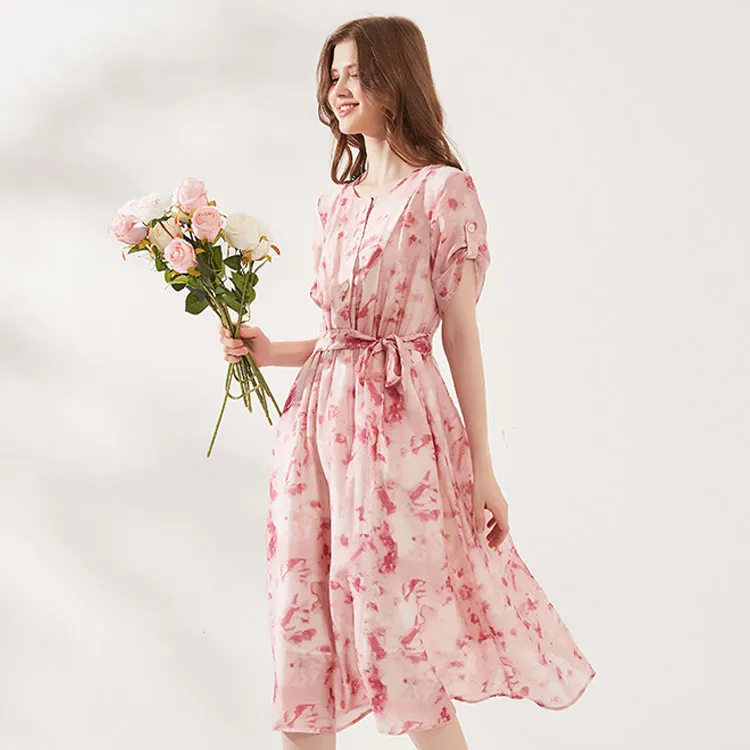 CHABER Short Sleeved Dresses Women's Pink-2