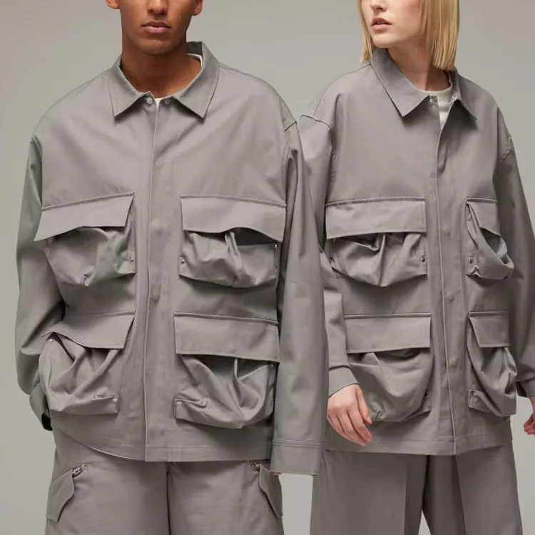 Adidas Y-3 Long Sleeve Pocket Overshirt Shirt Unisex Charcoal Gray-5