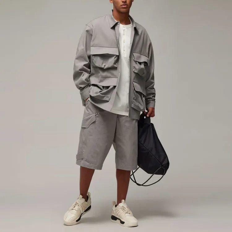 Adidas Y-3 Long Sleeve Pocket Overshirt Shirt Unisex Charcoal Gray-2