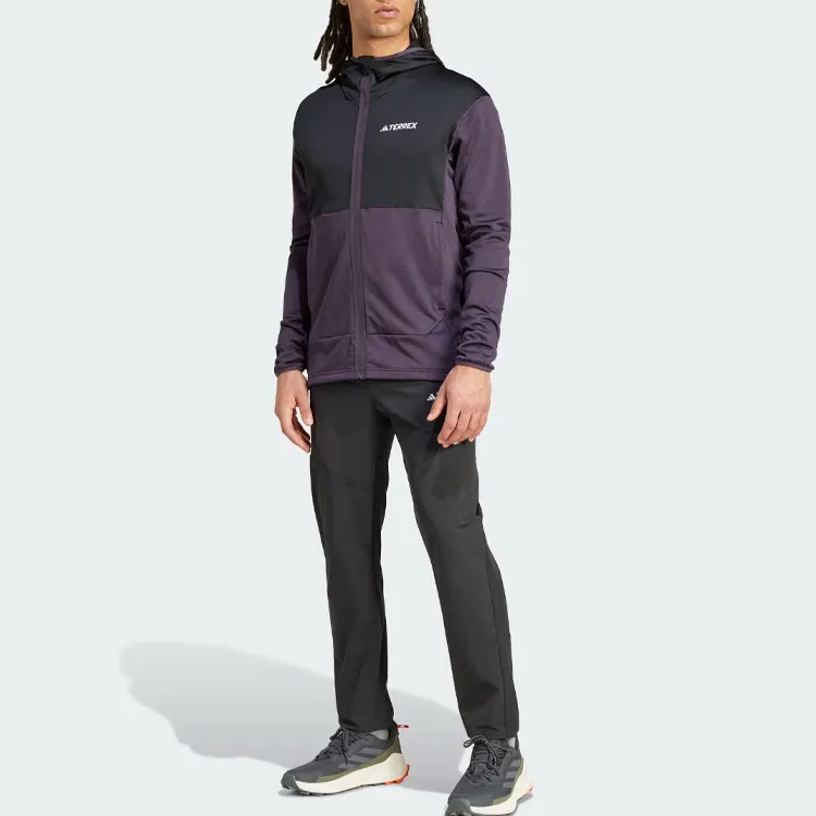 Adidas Terrex Xperior Light Fleece Hooded Jacket Jackets Coats Men's Aurora Black-4