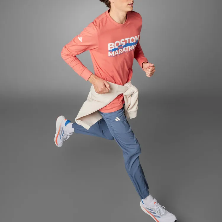 Adidas Boston Marathon® 2024 Long Sleeve Graphic Tee T Shirt Men's Second Hand Scarlet-3