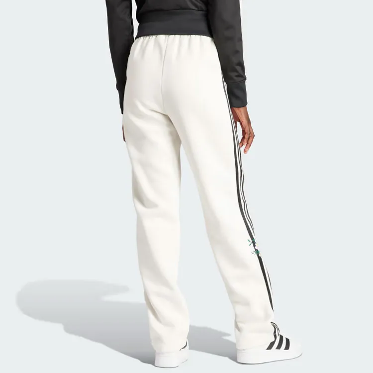 Adidas Originals Embroidered Flower Pants Knitted Sweatpants Women's Cloud White-2
