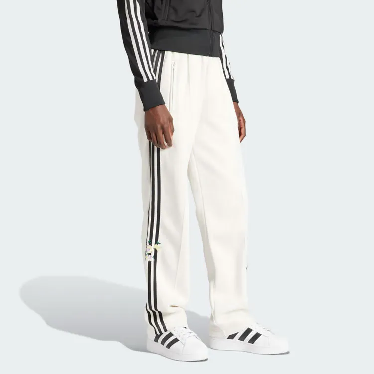 Adidas Originals Embroidered Flower Pants Knitted Sweatpants Women's Cloud White-3