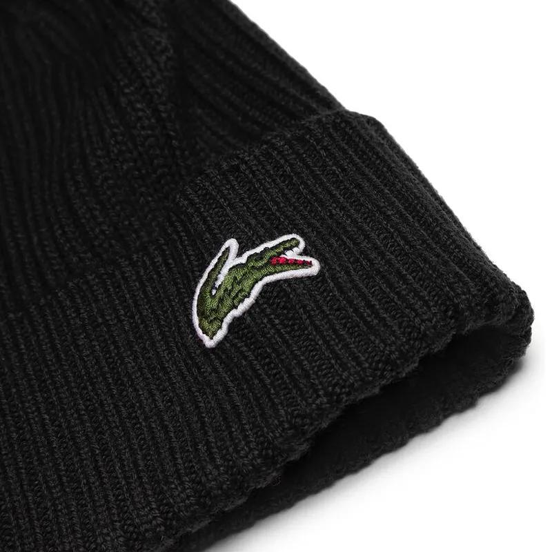 LACOSTE Cotton Beanies Unisex Black-3