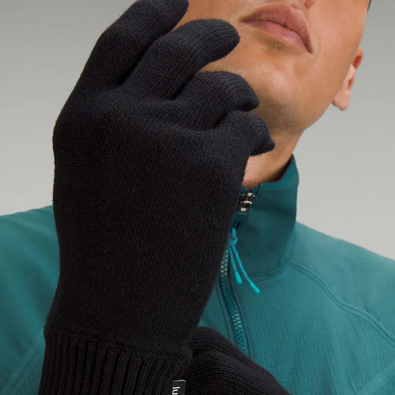 Lululemon Cotton Knit Gloves Men's Black-2