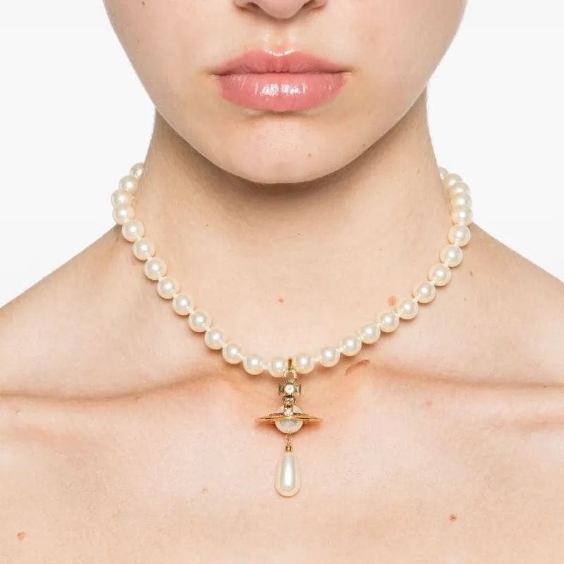 Vivienne Westwood One Row Pearl Drop Choker-4