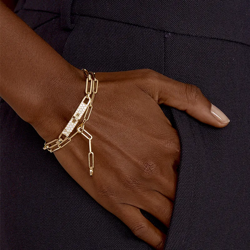 HERMES Diamond Necklaces Unisex-1