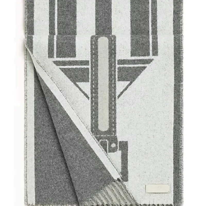 HERMES Cashmere Knit Scarves Women's Gray-2
