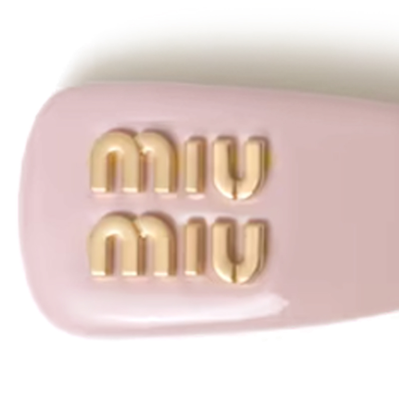 MIU MIU Leather Hair Clips Women's Pink - POIZON