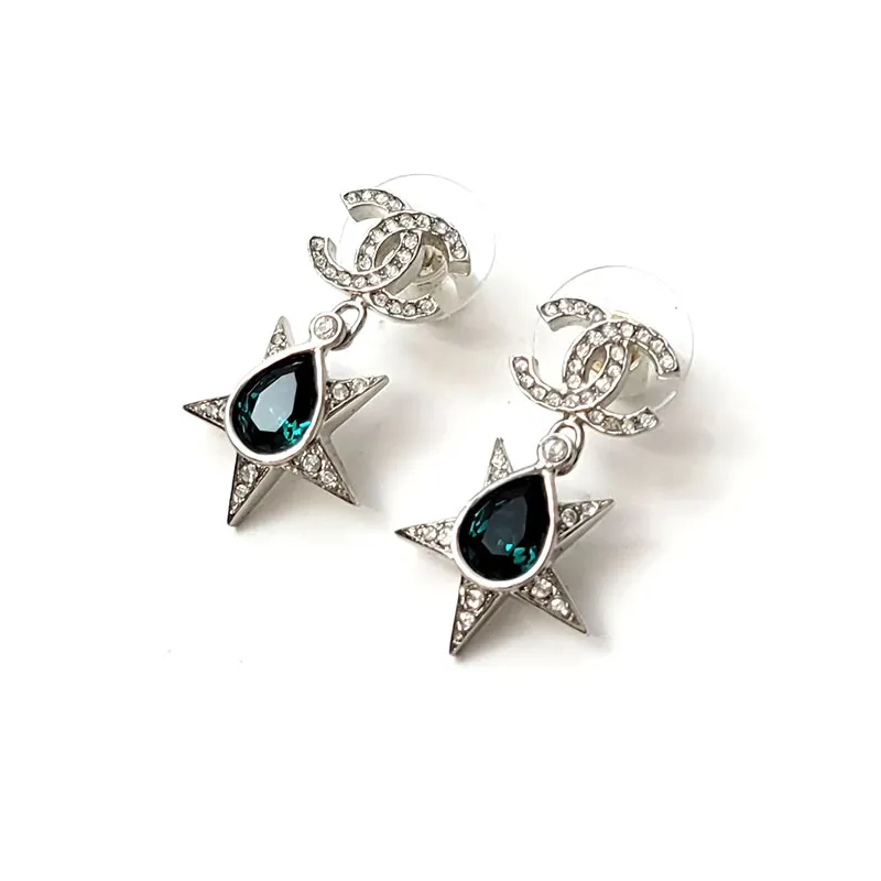 CHANEL Rhinestone Earrings Women's-1