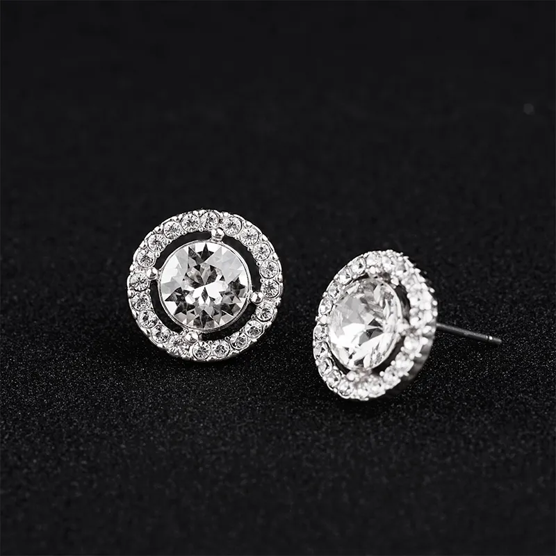 Givenchy Alloy, Crystal Stud Earrings Unisex Silver-2