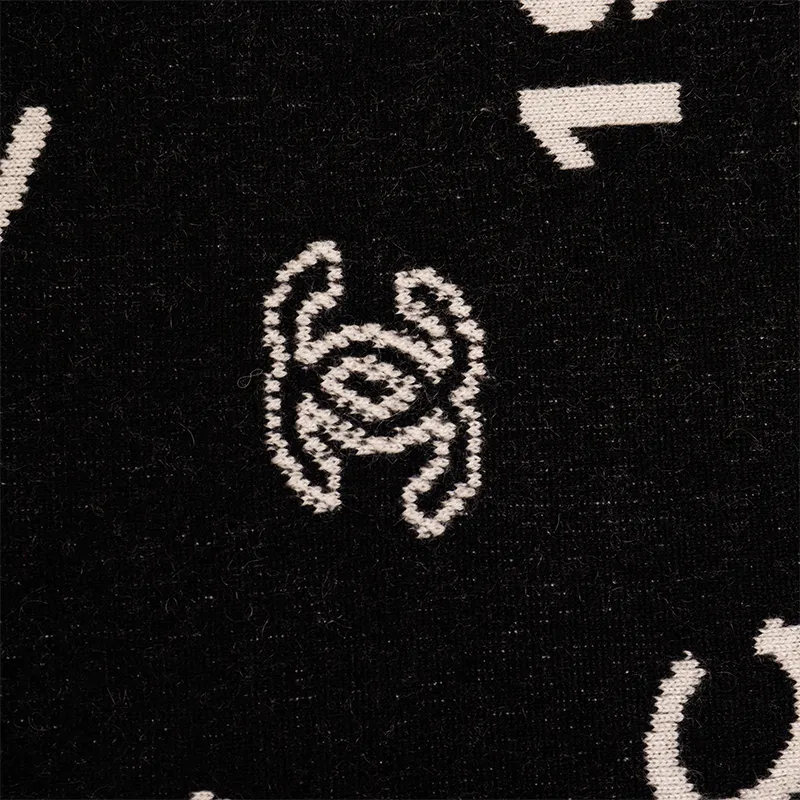 CHANEL Knit Scarves Unisex Black-2