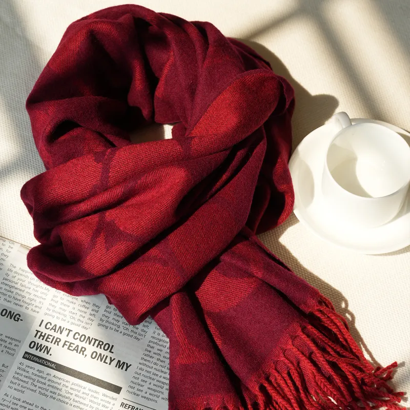 COACH Sheep Wool Knit Scarves Unisex Red-1