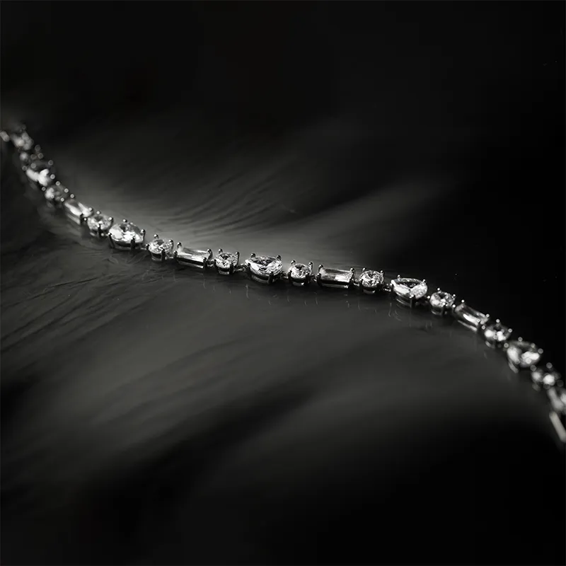 Givenchy Crystal, Metal Bracelets, Cuban Chain Style Unisex White-5