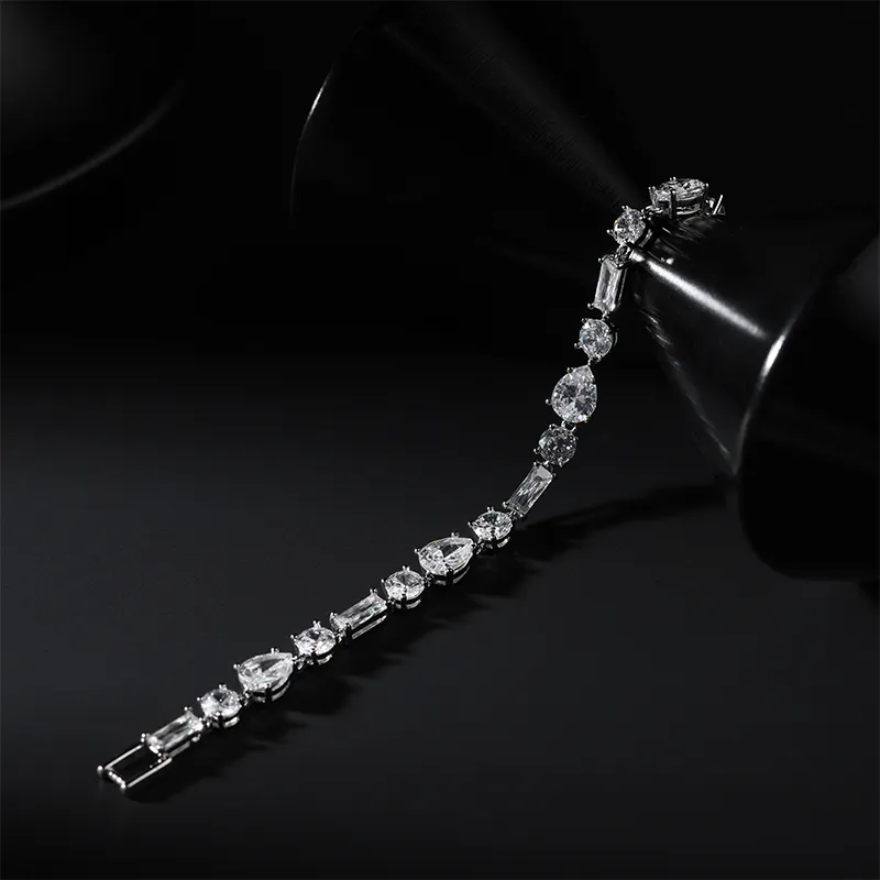 Givenchy Crystal, Metal Bracelets, Cuban Chain Style Unisex White-4