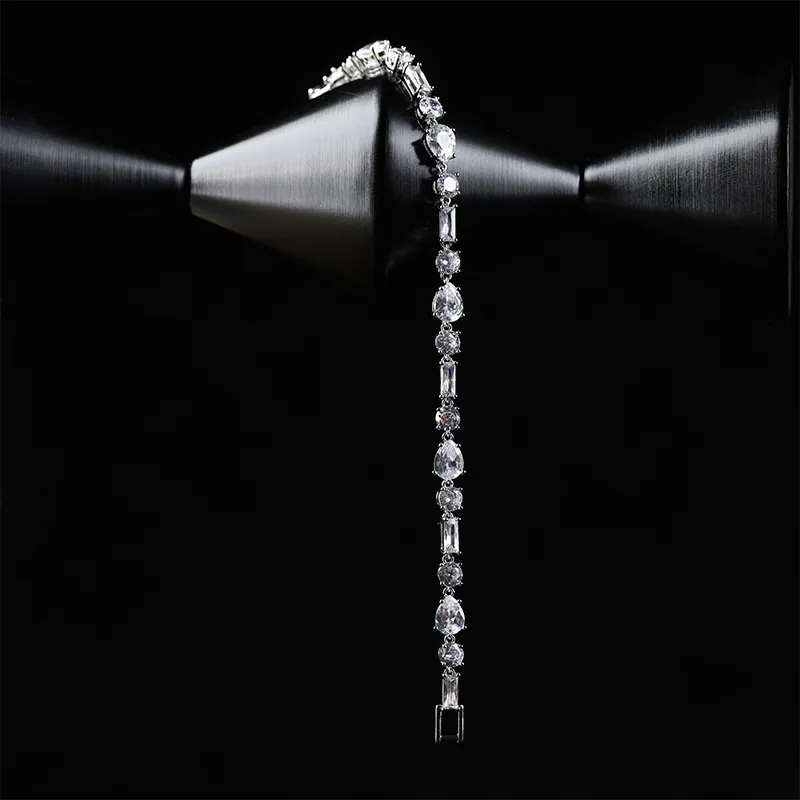 Givenchy Crystal, Metal Bracelets, Cuban Chain Style Unisex White-3