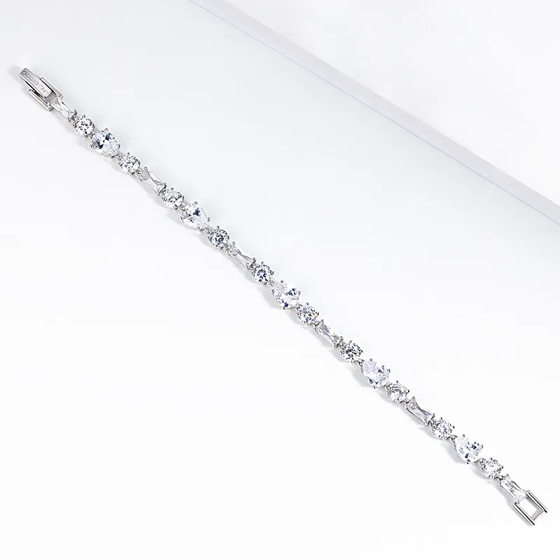 Givenchy Crystal, Metal Bracelets, Cuban Chain Style Unisex White-1