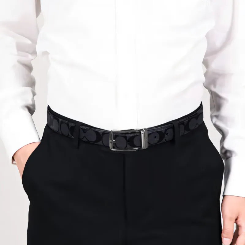 COACH Artificial Leather Leather Belts Men's Black  -4