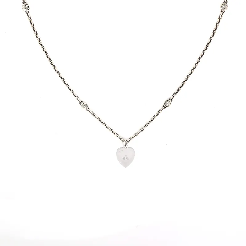 GUCCI 925 Sterling Silver Necklaces Women's Red-2