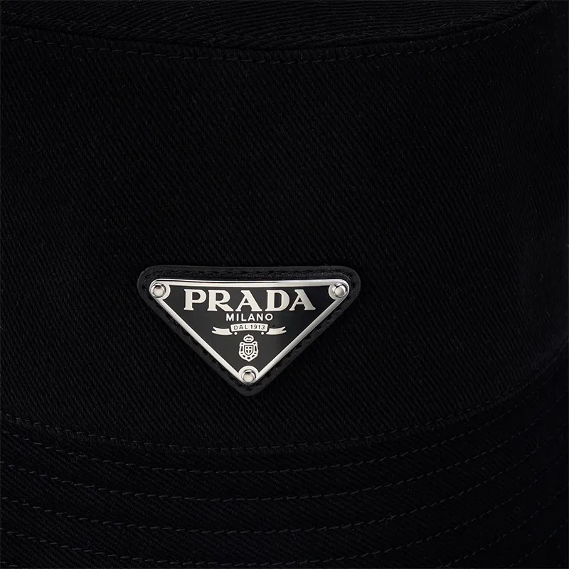 PRADA Triangle-logo Shearling Bucket Hat-4