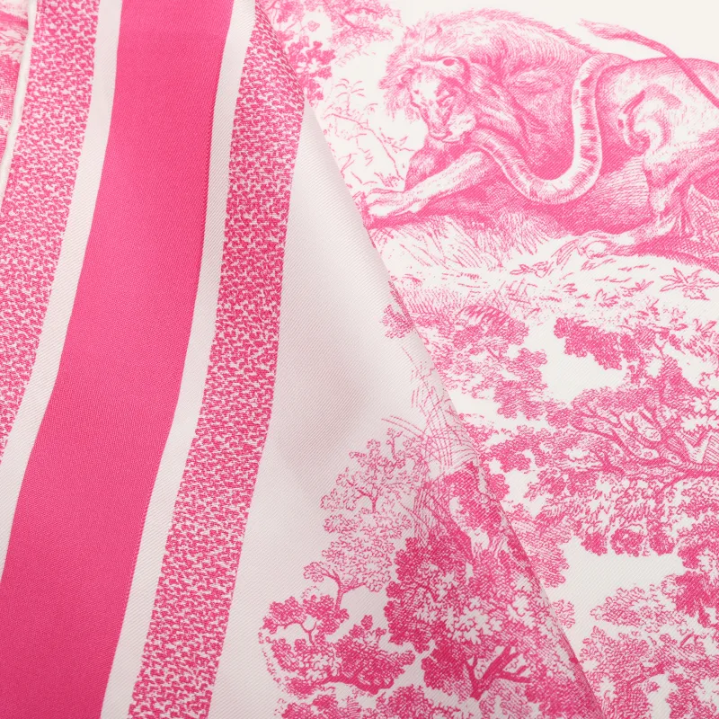 DIOR Mulberry Silk Scarves Women's Neon Pink-2