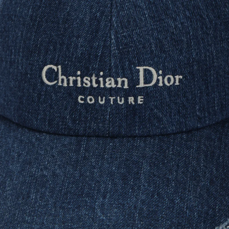 DIOR Distressed Denim Baseball Cap-4