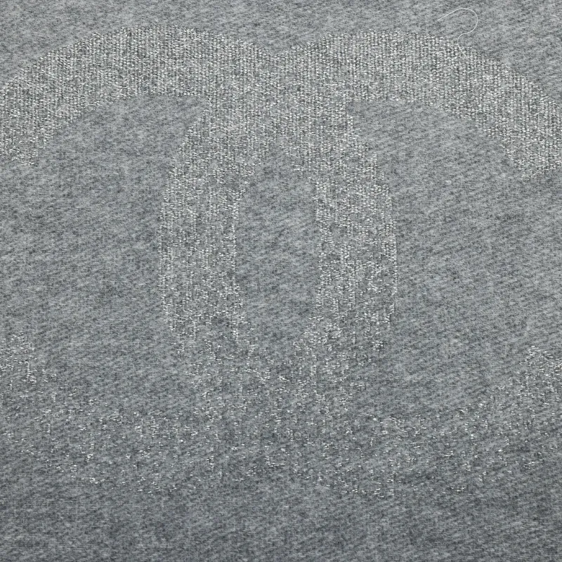 CHANEL Sheep Wool Knit Scarves Unisex Gray-2