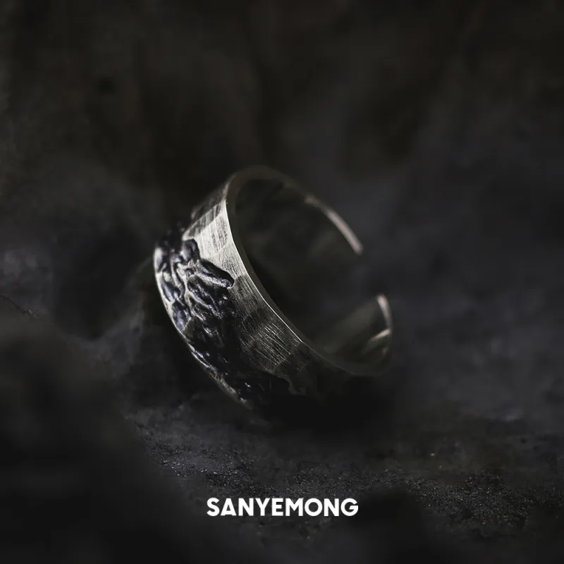 SHAN YE WANG 925 Sterling Silver Open Ended Ring Men's-1