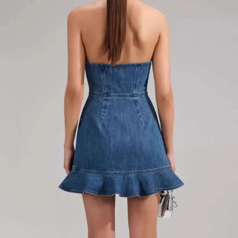 Self portrait Sweetheart Denim Minidress-3