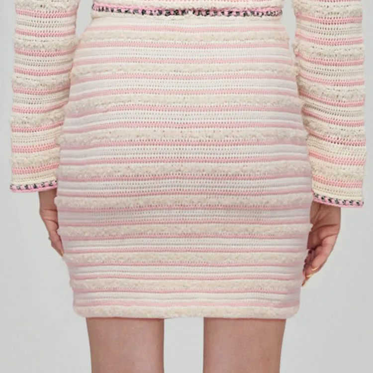 Self portrait SS22 Casual Short Skirts Women's Pink White-5