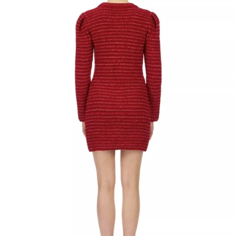 Self portrait Long Sleeved Dress Women's Burgundy-4
