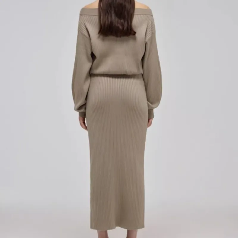 Self portrait Long Sleeved Dresses Women's Light Coffee-4