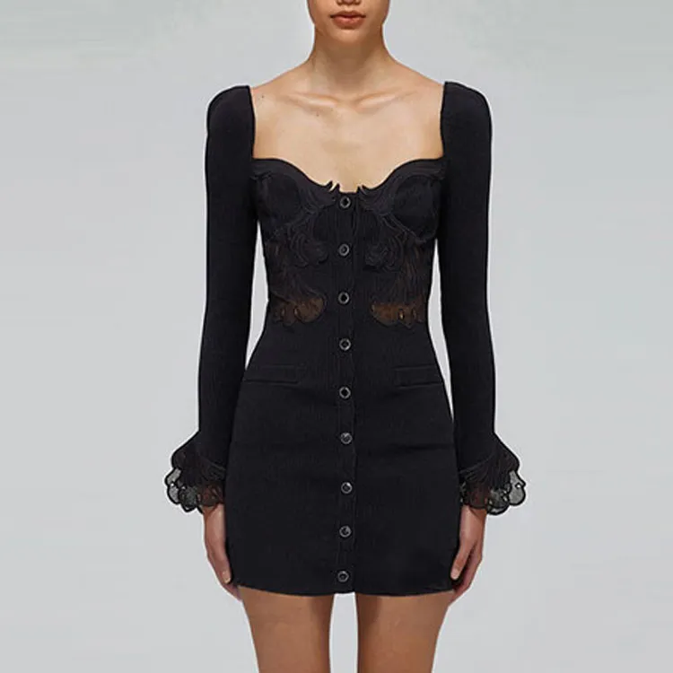 Self portrait SS22 Long Sleeved Dresses Women's Black-4