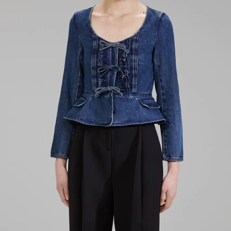 Self portrait FW22 Denim Jacket Women's Blue-3