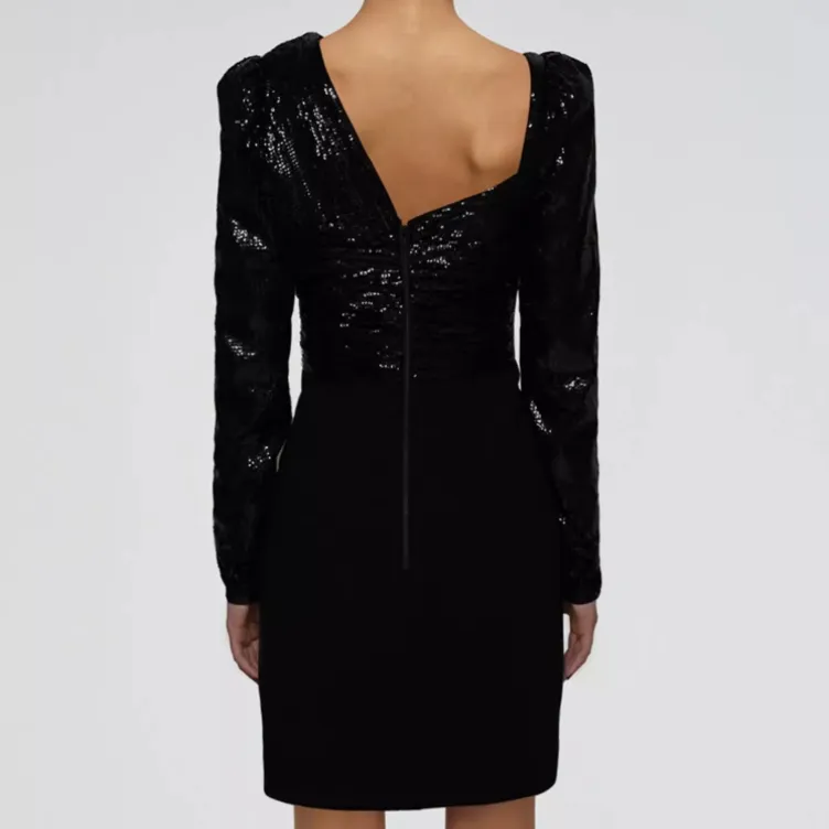 Self portrait SS22 Long Sleeved Dresses Women's Classic Black-3