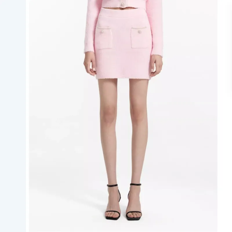 Self portrait Casual Short Skirts Women's Pink-4