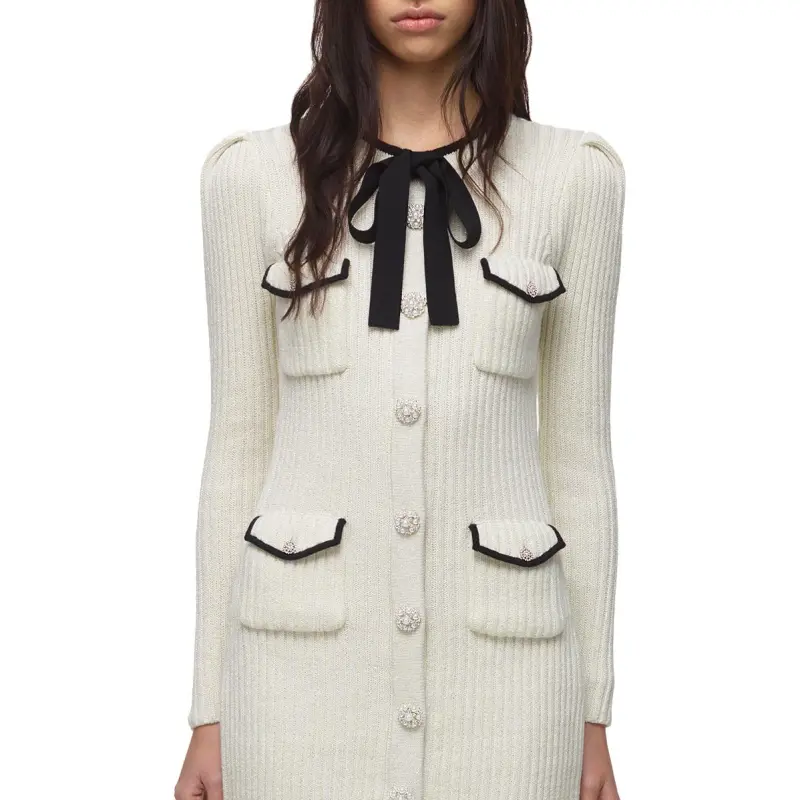 Self portrait Long Sleeved Dresses Women's Ivory White-1