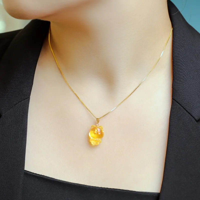 S&A 18K Gold Amber Necklaces Women's-1