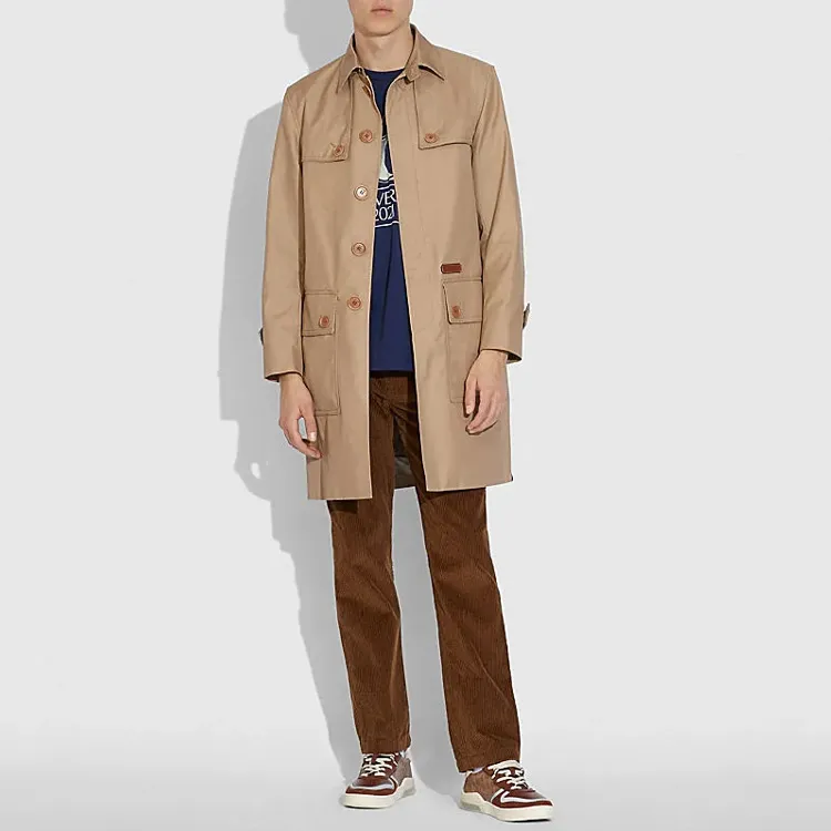 COACH Trench Coats Men Khaki-1
