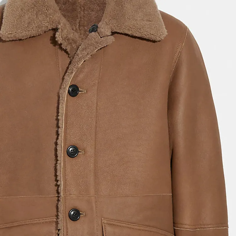 COACH Leather Jackets Men Brown-3