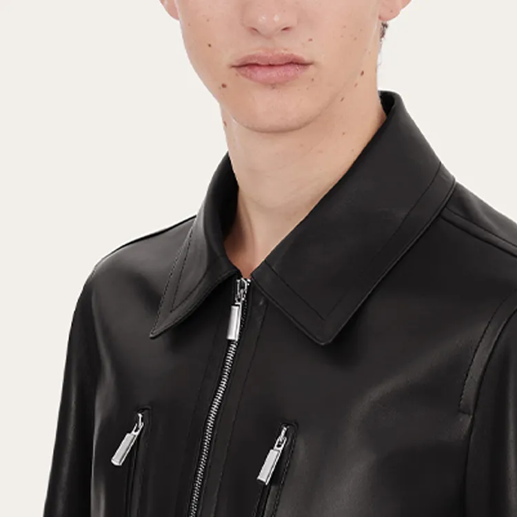 Ferragamo Leather Jackets Men Black-4