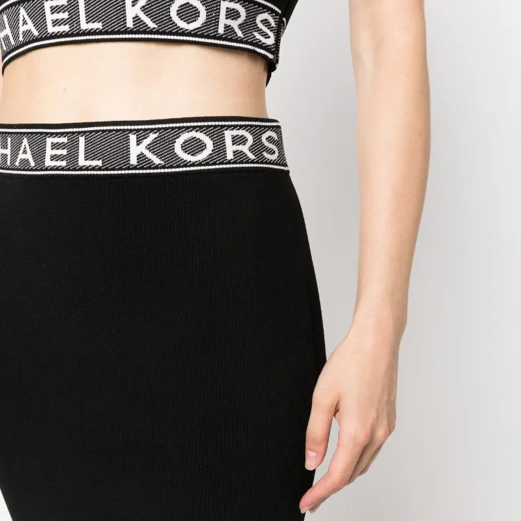 MICHAEL MICHAEL KORS Logo Tape Stretch Midi Skirt-2