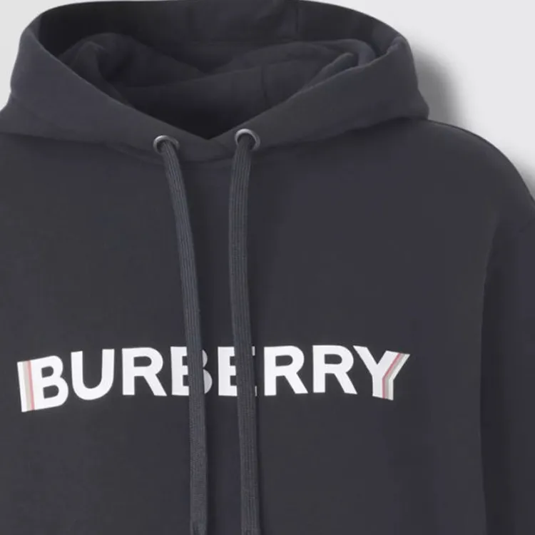 Burberry Women's Logo Print Hooded Sweatshirt Black-2