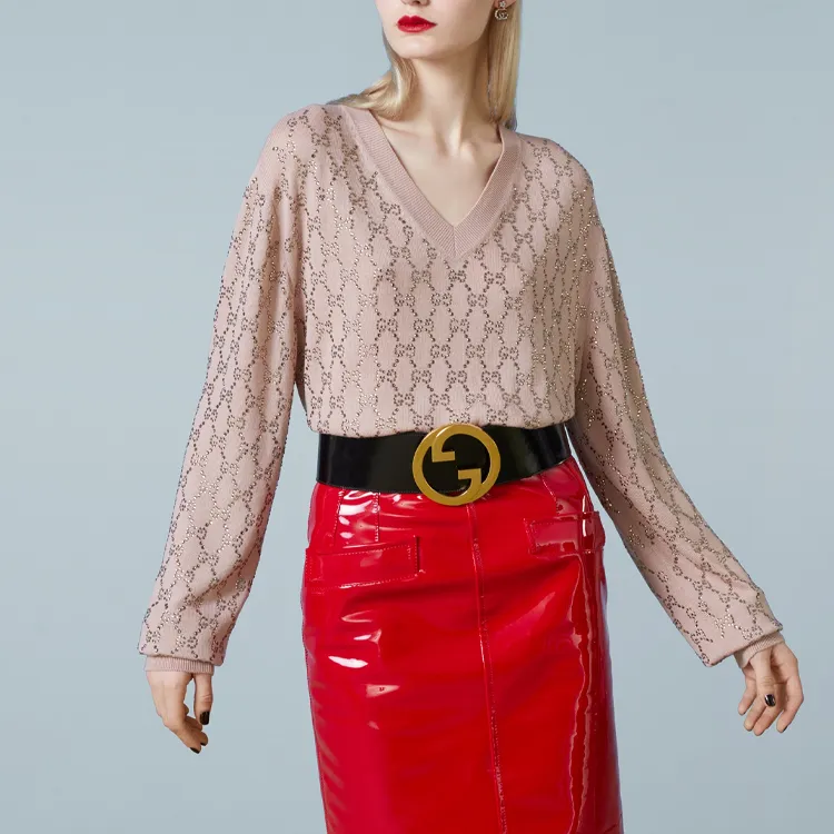 GUCCI Gg Embellished Fine Knit Jumper-2