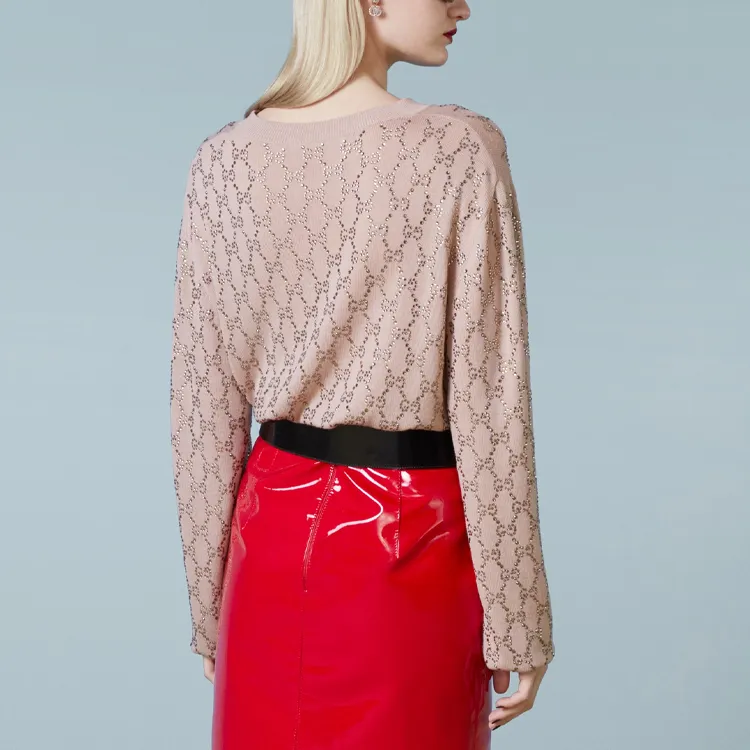 GUCCI Gg Embellished Fine Knit Jumper-3