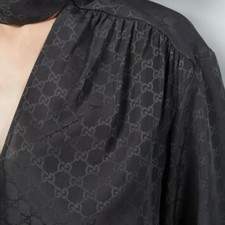 GUCCI GG jacquard Neck tie Blouse-2