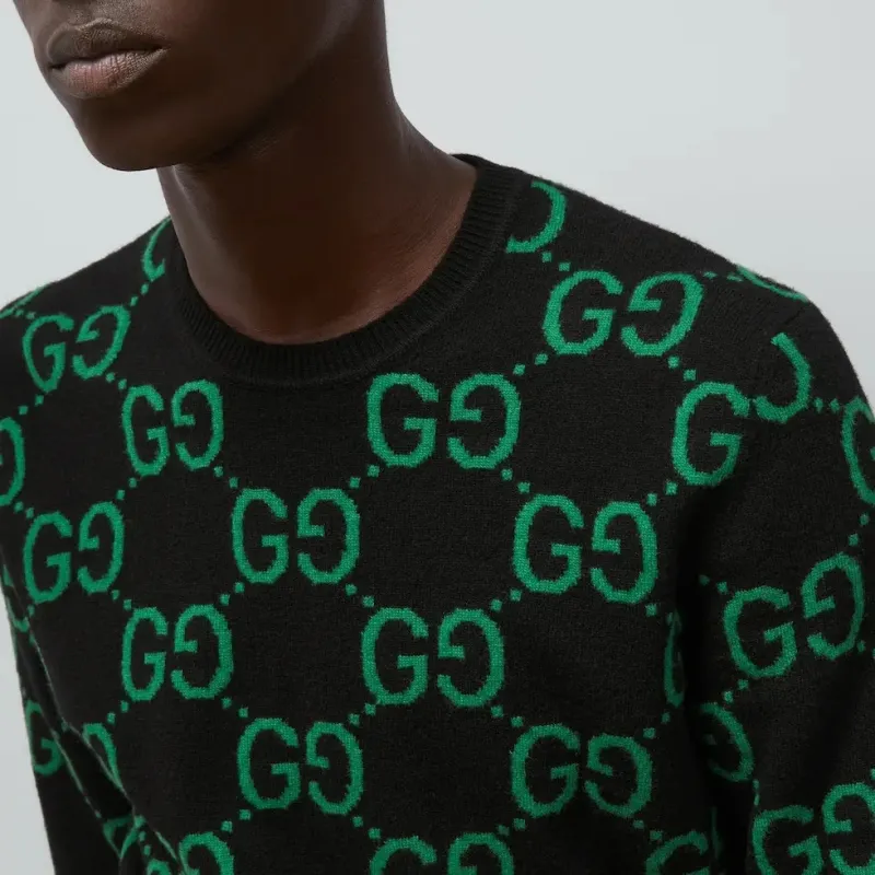 GUCCI Gg Monogram Crewneck Knitted Jumper-5