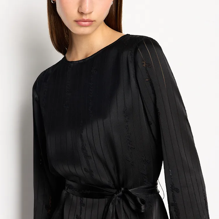 ARMANI EXCHANGE Logo embroidered Satin Midi Dress-4